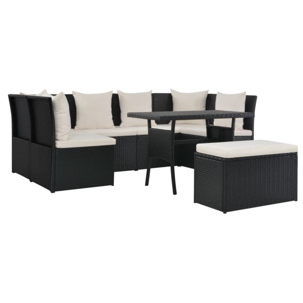 Set Mobilier De Exterior Cu Perne 8 Piese Negru Poliratan 44702